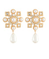 Pave Flower Pearl Earrings