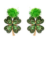 Shamrock & Pom Pom Glitter Earrings