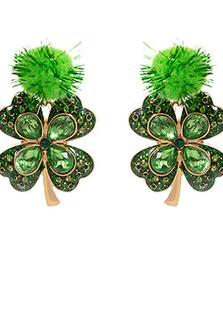 Shamrock & Pom Pom Glitter Earrings