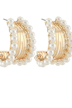 Wide Pearl Hoops