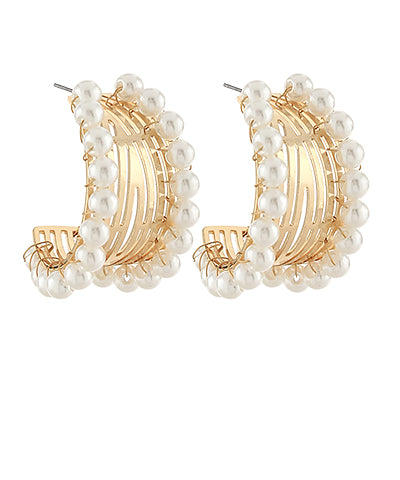 Wide Pearl Hoops