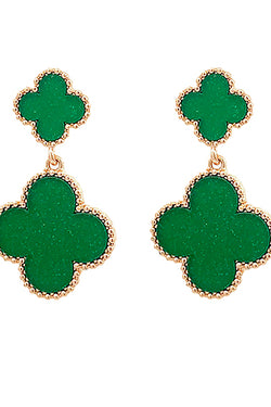 Epoxy Dotted Clover Drop Earrings