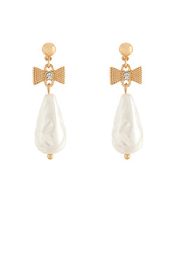 Teardrop Pearl & Bow Earrings