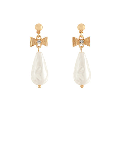 Teardrop Pearl & Bow Earrings