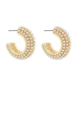 Pave Pearl Hoops