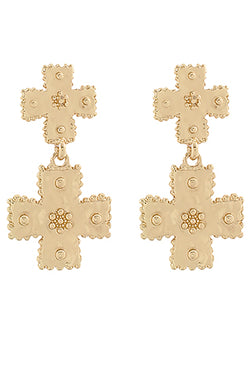 Double Cross Dangle Earrings