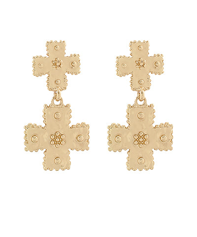 Double Cross Dangle Earrings