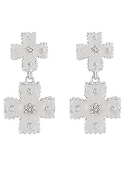Double Cross Dangle Earrings