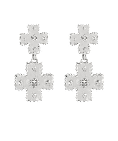 Double Cross Dangle Earrings