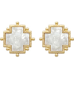 Dotted Acetate Cross Earrings