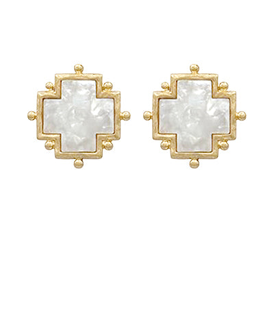 Dotted Acetate Cross Earrings
