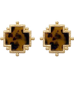 Dotted Acetate Cross Earrings
