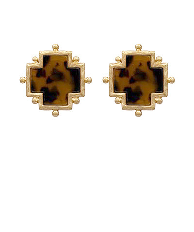 Dotted Acetate Cross Earrings