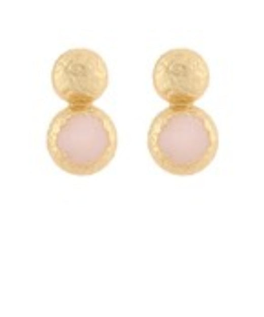 Textured Dome & Stone Earrings
