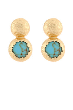 Textured Dome & Stone Earrings