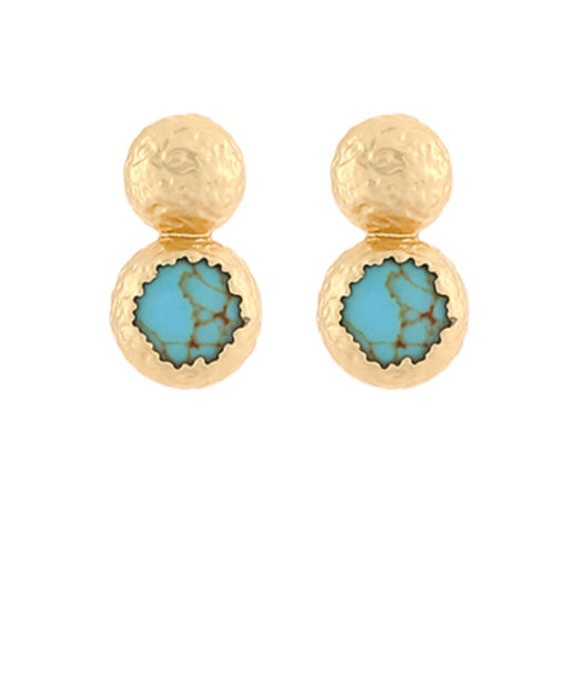 Textured Dome & Stone Earrings
