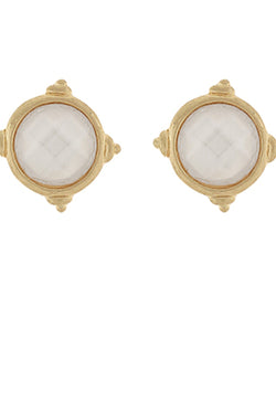 Faceted Round Stone Earrings