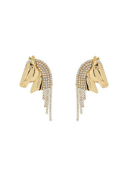 Pave Crystal Horse Head Earrings