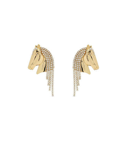 Pave Crystal Horse Head Earrings