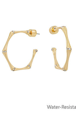 Bamboo Crystal Hoops