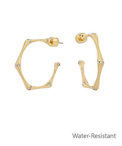 Bamboo Crystal Hoops