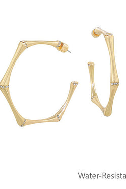 Bamboo Crystal Hoops