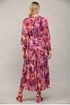 Abstract Print WIth Lurex Chiffon Tiered Maxi Dress