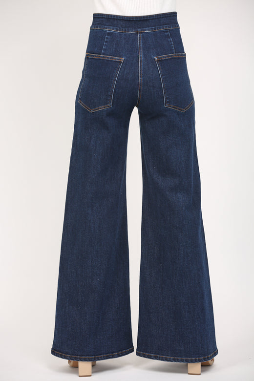 Dark Denim High Waist Wide Leg Jean