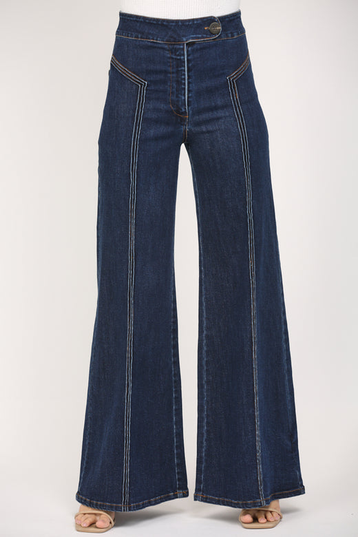 Dark Denim High Waist Wide Leg Jean