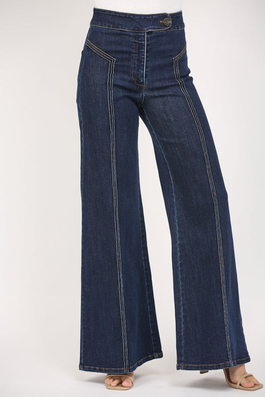 Dark Denim High Waist Wide Leg Jean