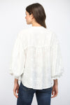 Embroidered Eyelet Bubble Sleeve Shirt