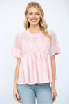 Mesh Combined Top with Applique