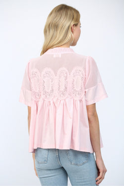 Mesh Combined Top with Applique