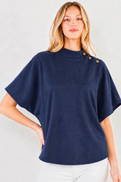 Mock Neck Suede Top