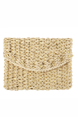 Woven Metallic Straw Clutch