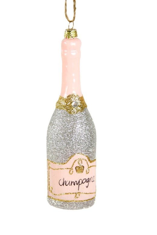 Glittered Champagne Bottle Ornament
