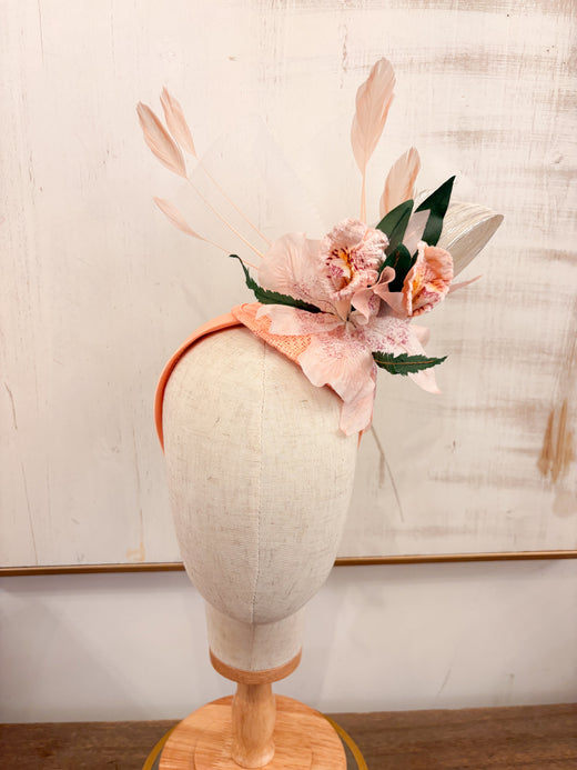 Carlie Fascinator with Vintage Flowers