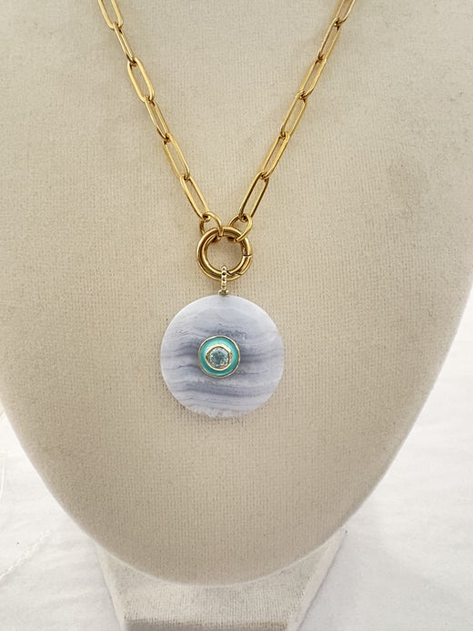 Semi Precious Stone Slice Charm