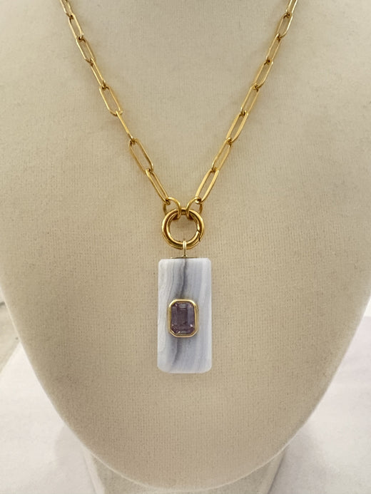 Semi Precious Stone Bar Charm
