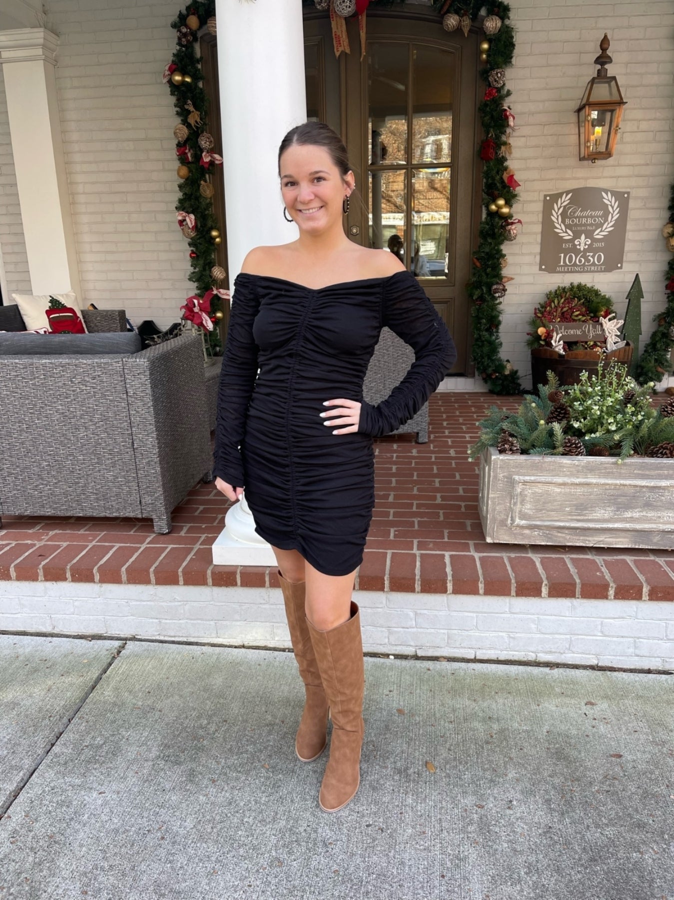 Off Shoulder Ruched Mini Dress