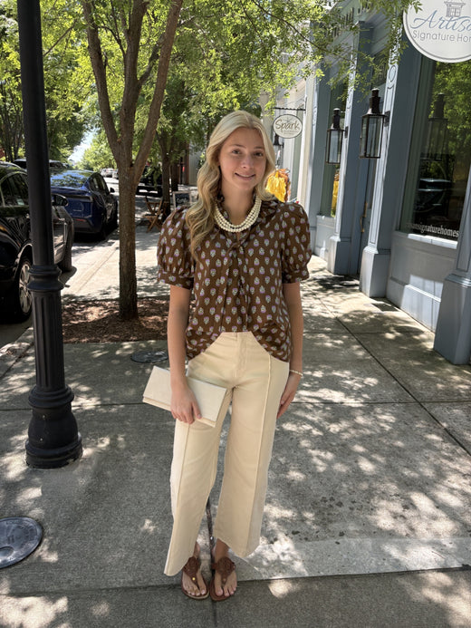 Brown Floral Blouse