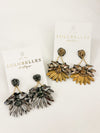 Wing Flower & Crystal Earrings