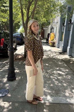 Brown Floral Blouse