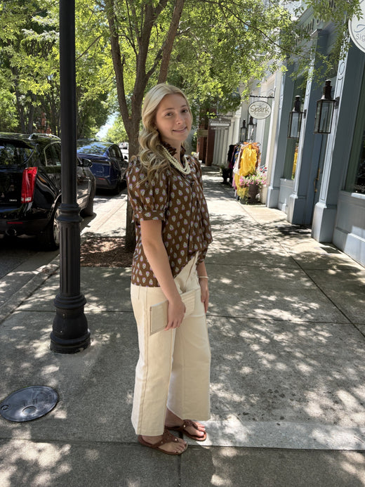 Brown Floral Blouse