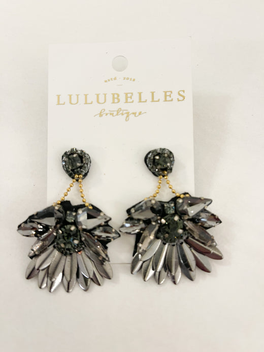 Wing Flower & Crystal Earrings