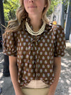 Brown Floral Blouse