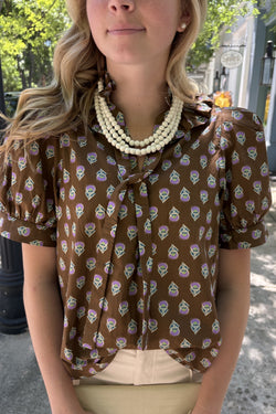 Brown Floral Blouse