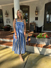 Striped Ribbon Back Midi Dress