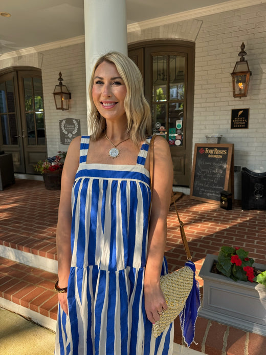 Striped Ribbon Back Midi Dress