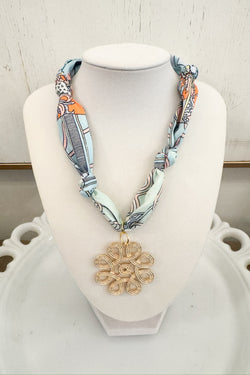 Louisa Beaded Cross Scarf Necklace